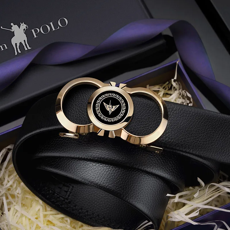 Sliding Automatic Buckle Full Grain Leather Belts