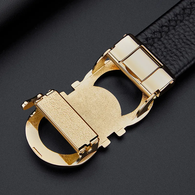 Sliding Automatic Buckle Full Grain Leather Belts