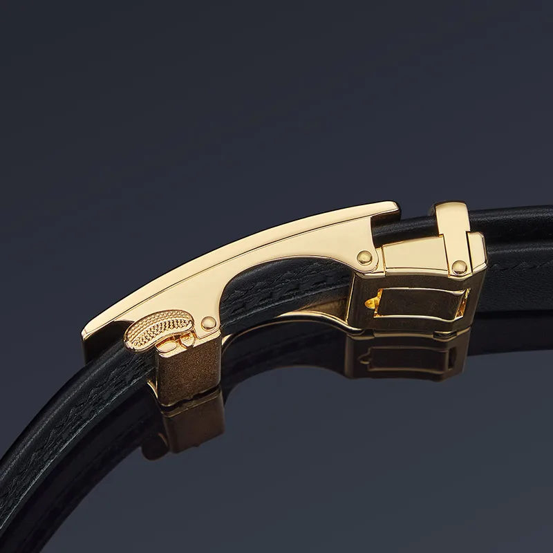 Mens Luxury Slide Belt with Automatic Adjustable Buckle