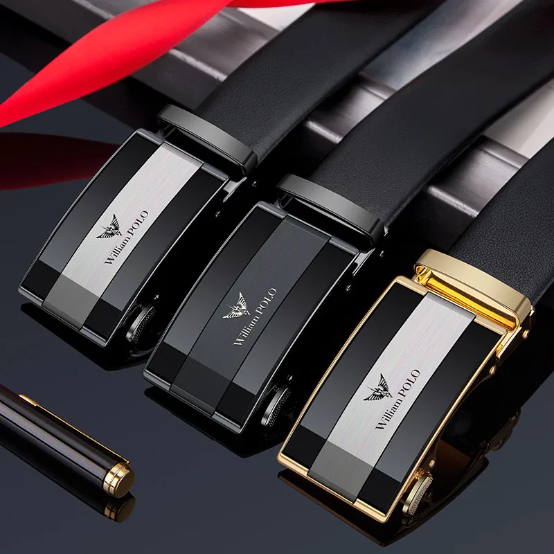 Mens Luxury Slide Belt with Automatic Adjustable Buckle
