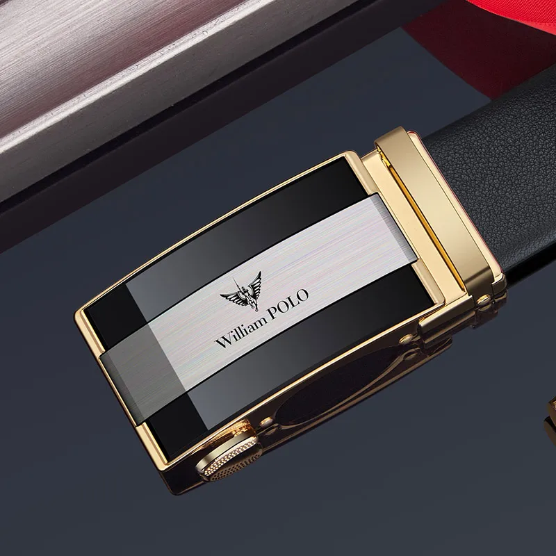 Mens Luxury Slide Belt with Automatic Adjustable Buckle
