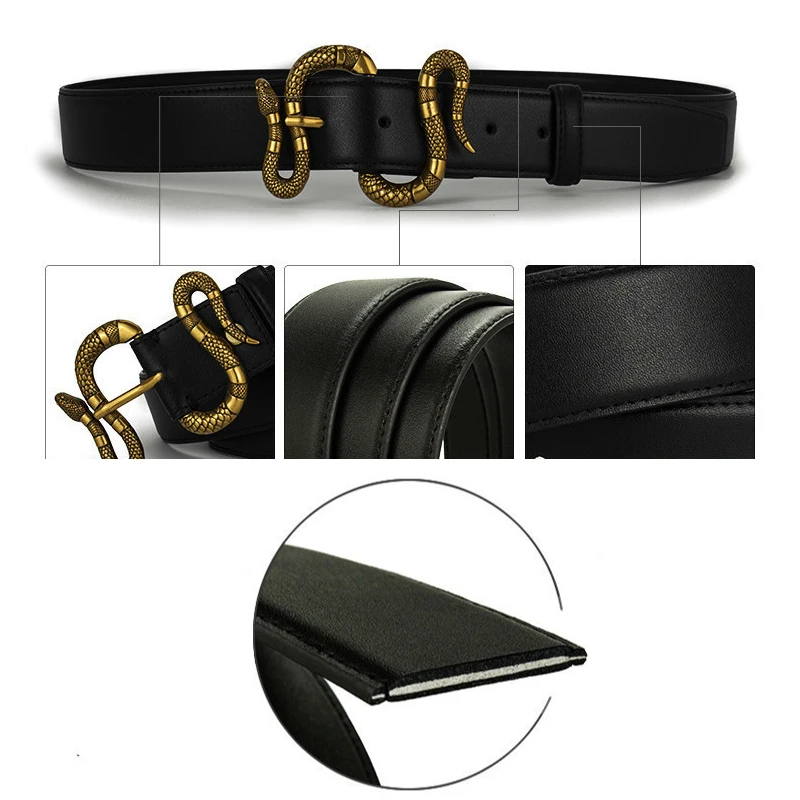 Designer Belts for Women with Snake Buckle
