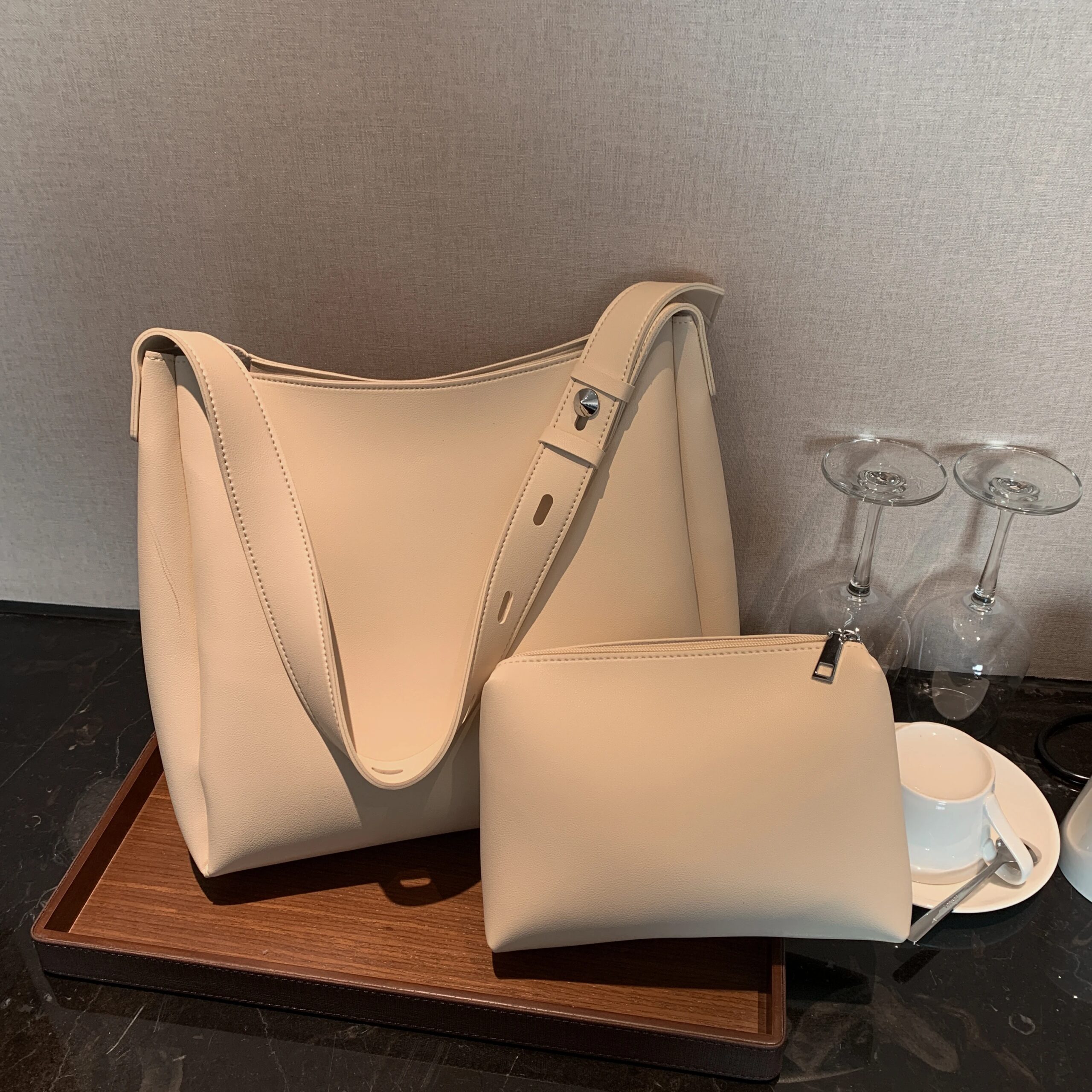 Womens Purse Set 2pcs Large Capacity Shoulder Bag