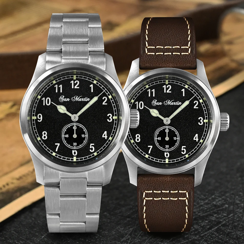San Martin SN034-G-C Pilot Watch RONDA 6004 Quartz Movement