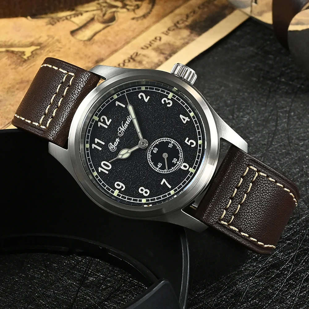 San Martin SN034-G-C Pilot Watch RONDA 6004 Quartz Movement
