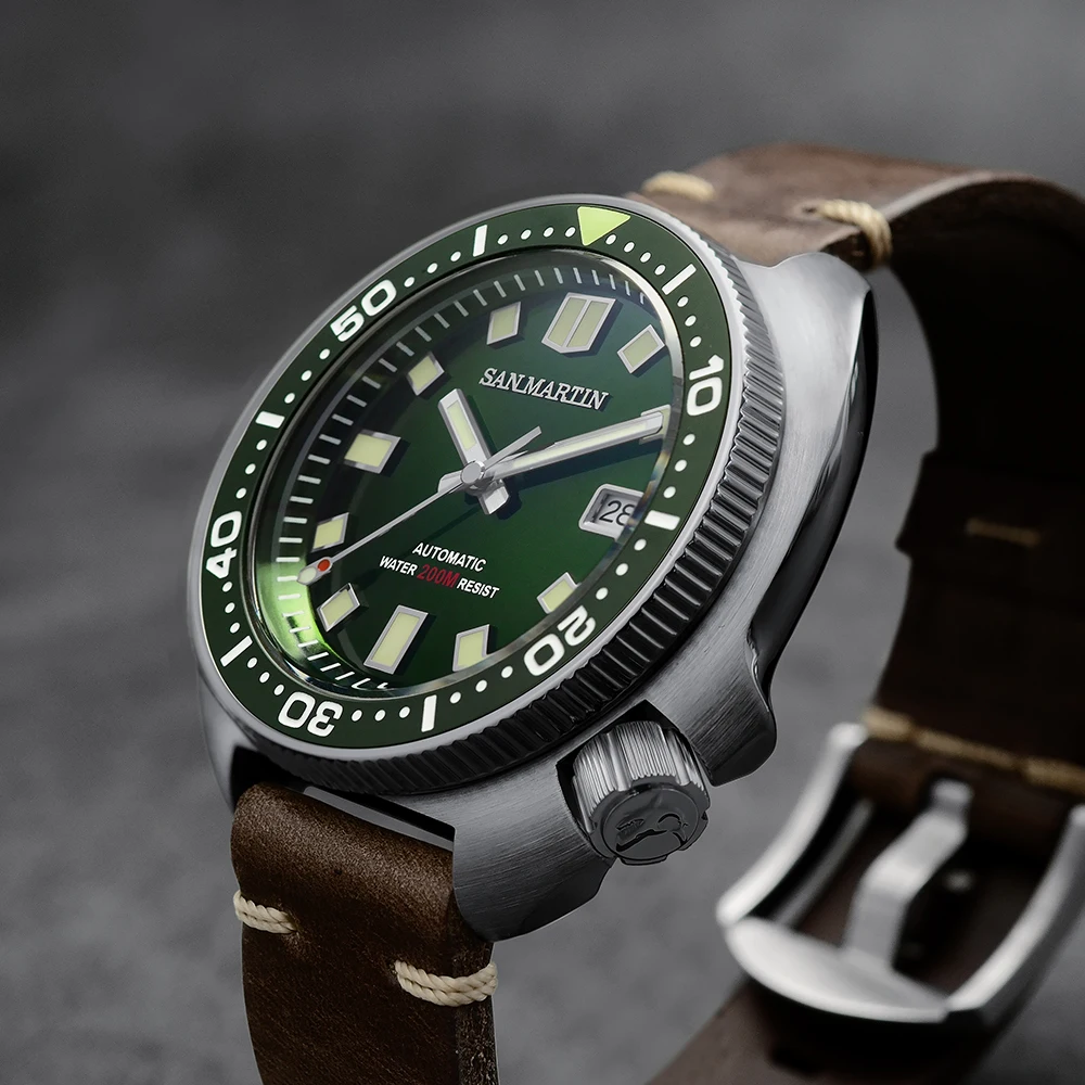 San Martin Turtle Diver Watch 20 Bar Stainless Steel