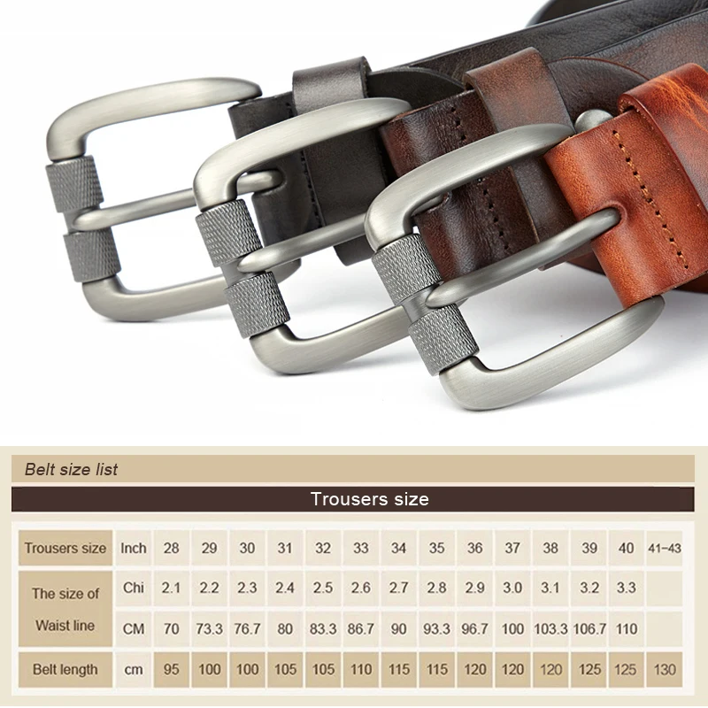Fashion Mens Belt Natural Genuine Leather