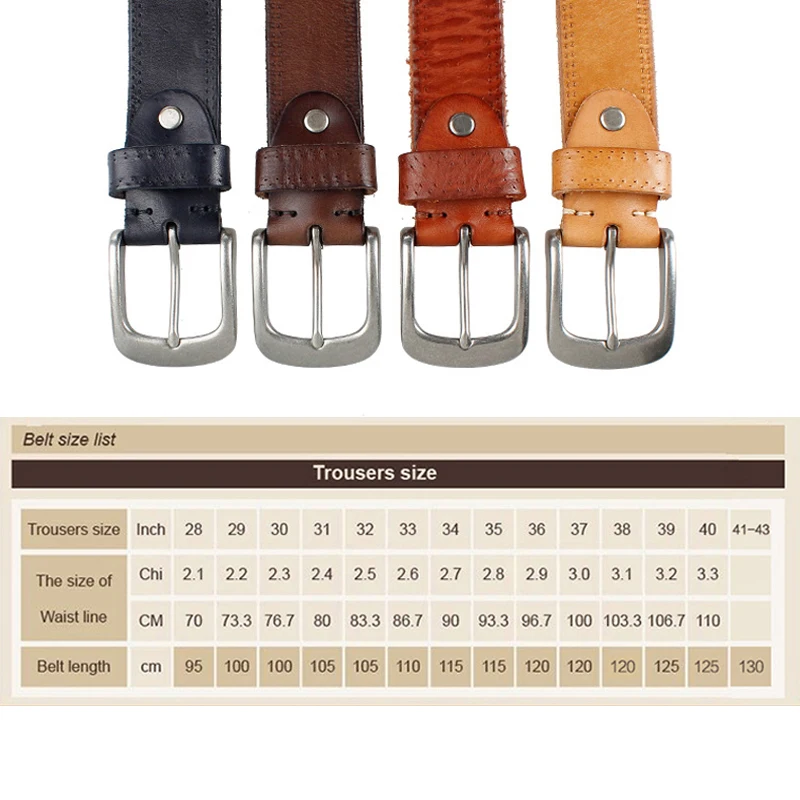 Vintage Cowhide Mens Belts with Alloy Pin Buckle