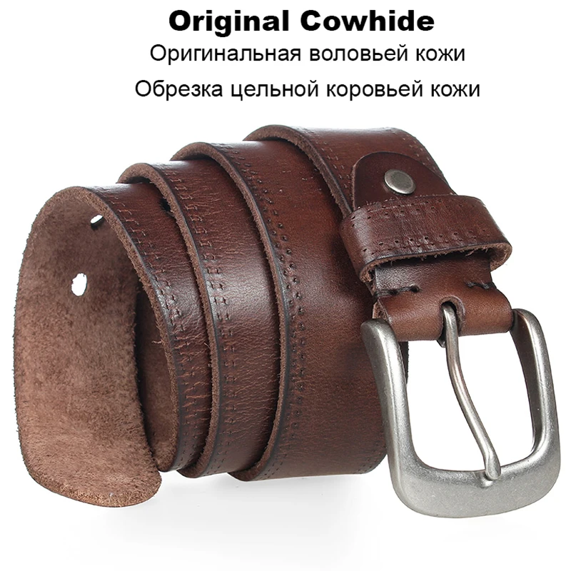 Vintage Cowhide Mens Belts with Alloy Pin Buckle