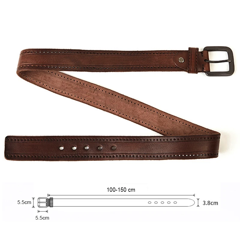 Mens Genuine Leather Belt With Hard Metal Matte Buckle