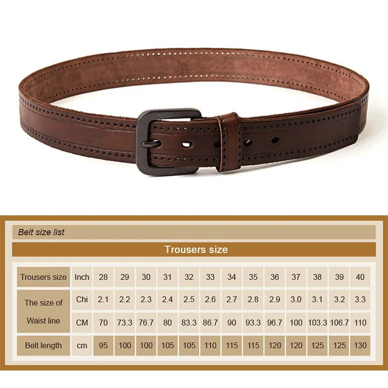 Mens Genuine Leather Belt With Hard Metal Matte Buckle
