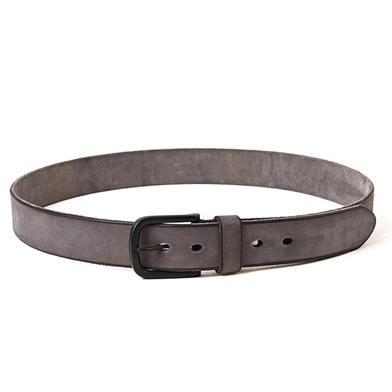 Original Leather Mens Vintage Belt Matte Metal Buckle