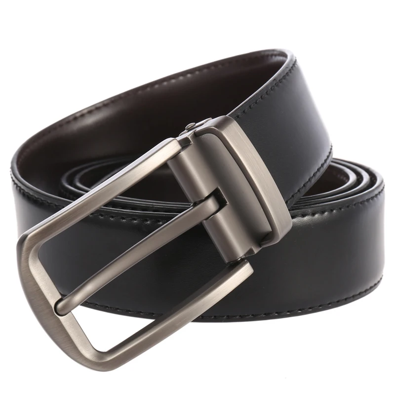 Men Casual Leather Dress Belt Single Prong Buckle