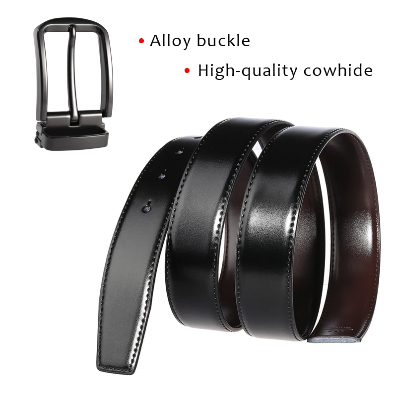 Men Casual Leather Dress Belt Single Prong Buckle