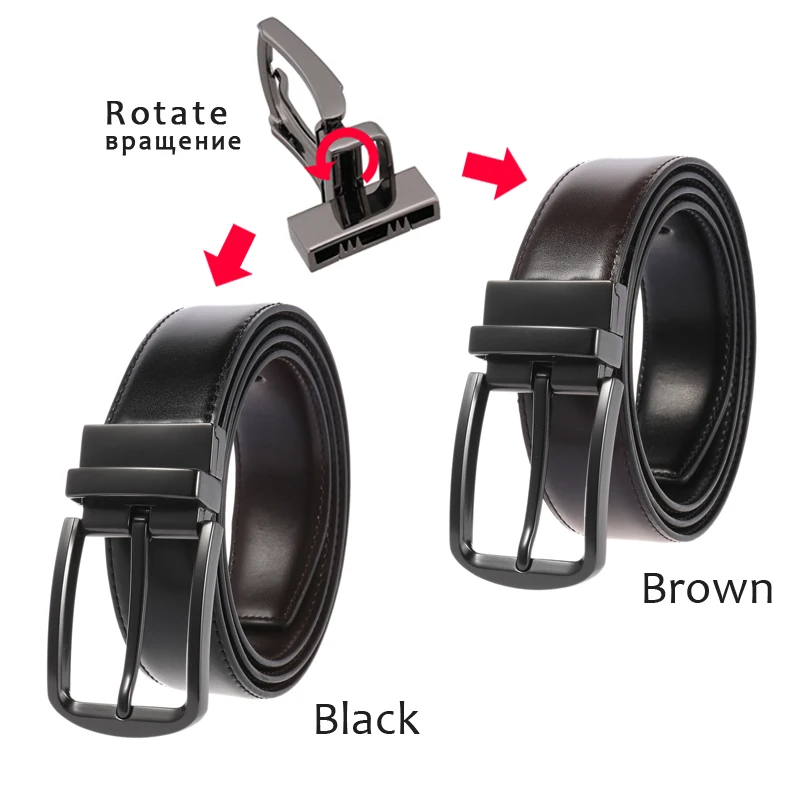 Mens Reversible Casual Belt Genuine Leather