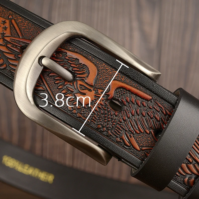 Western Engraved Leather Belt with Single Prong Buckle