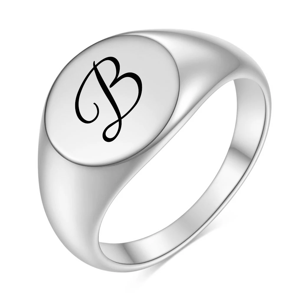 Personalized Engraved Initial Signet Rings