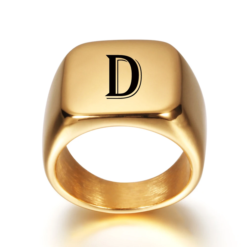 Personalized Initial A To Z Alphabet Signet Rings