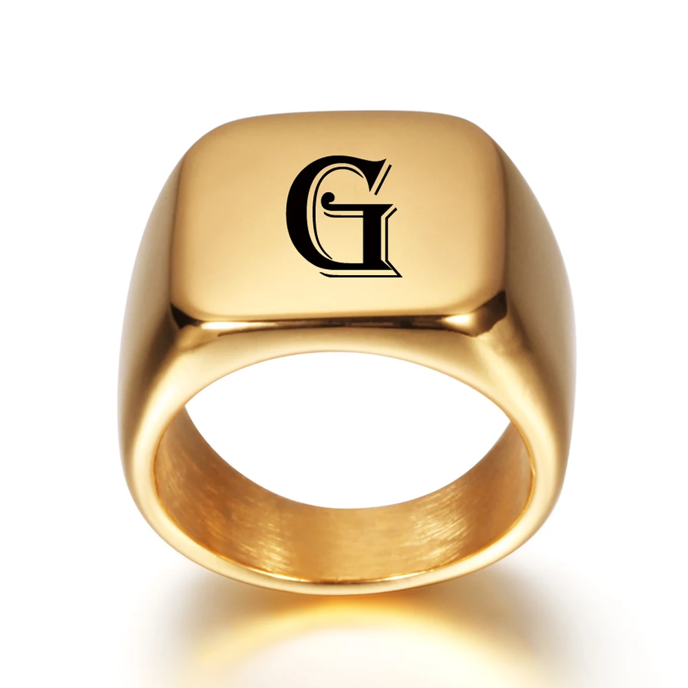 Personalized Initial A To Z Alphabet Signet Rings