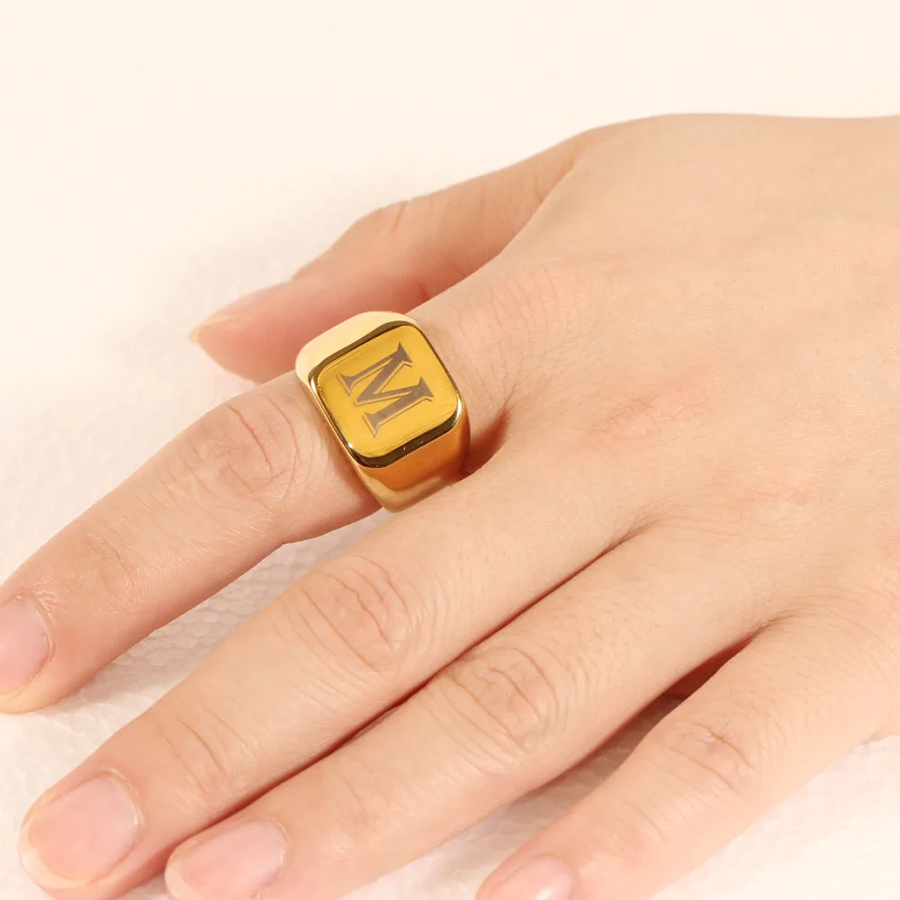 Personalized Initial A To Z Alphabet Signet Rings