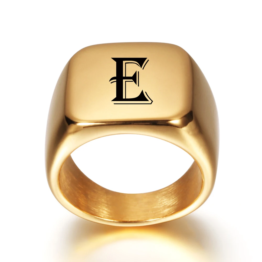 Personalized Initial A To Z Alphabet Signet Rings