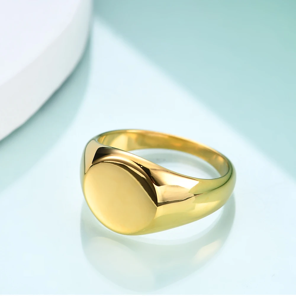 Stainless Steel Round Initial Alphabet Rings