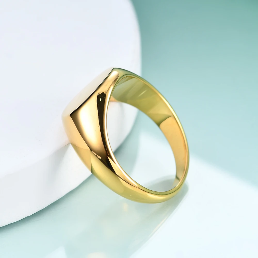 Stainless Steel Round Initial Alphabet Rings