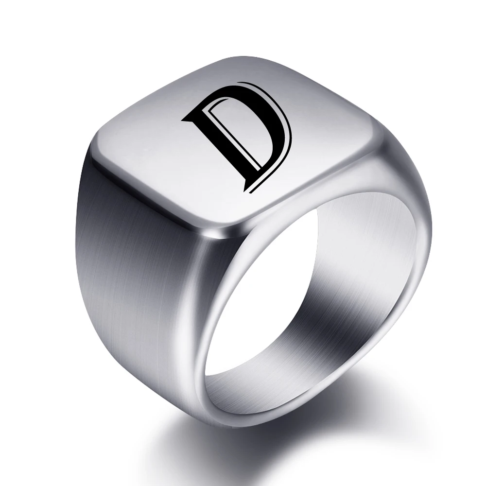 A-Z Stainless Steel Personalized Initials Ring