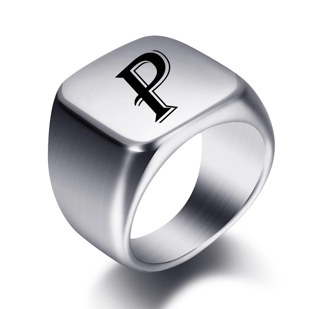 A-Z Stainless Steel Personalized Initials Ring