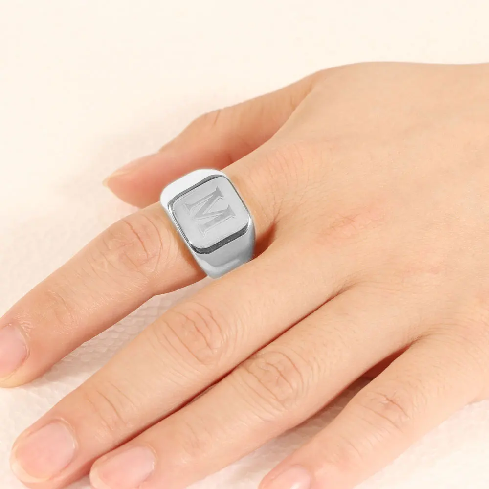 A-Z Stainless Steel Personalized Initials Ring