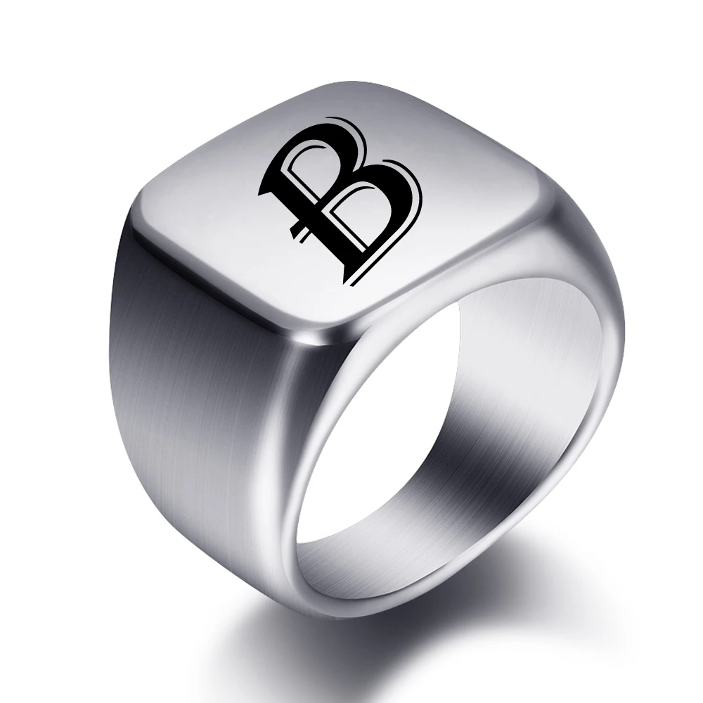 A-Z Stainless Steel Personalized Initials Ring