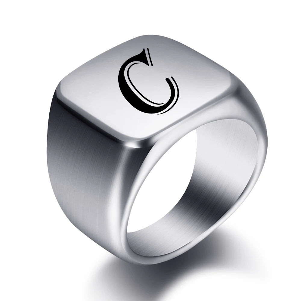 A-Z Stainless Steel Personalized Initials Ring