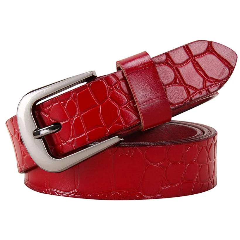 Womens Textured Genuine Leather Belts