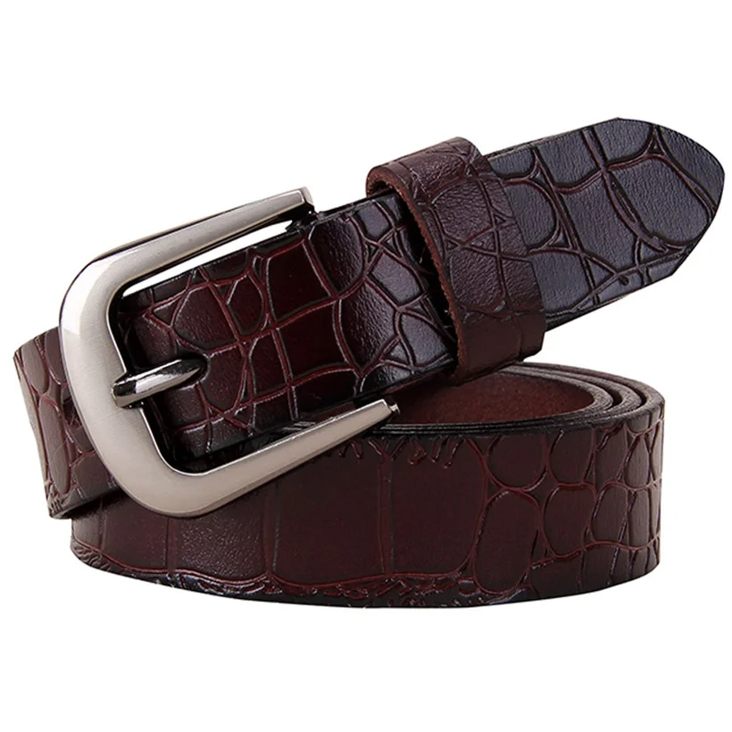 Womens Textured Genuine Leather Belts