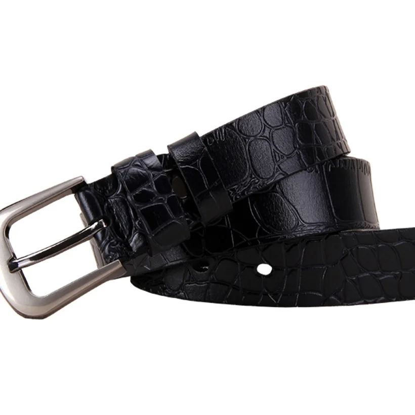Womens Textured Genuine Leather Belts