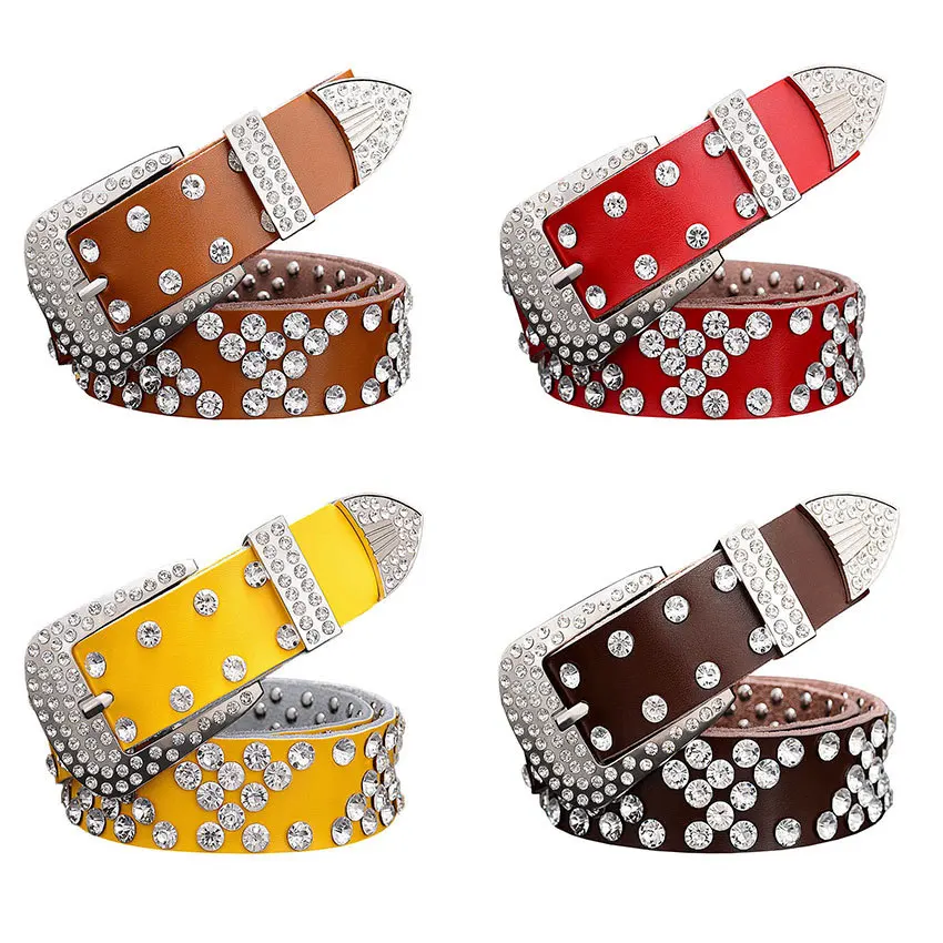 Fashion Rhinestone Genuine Leather Belts