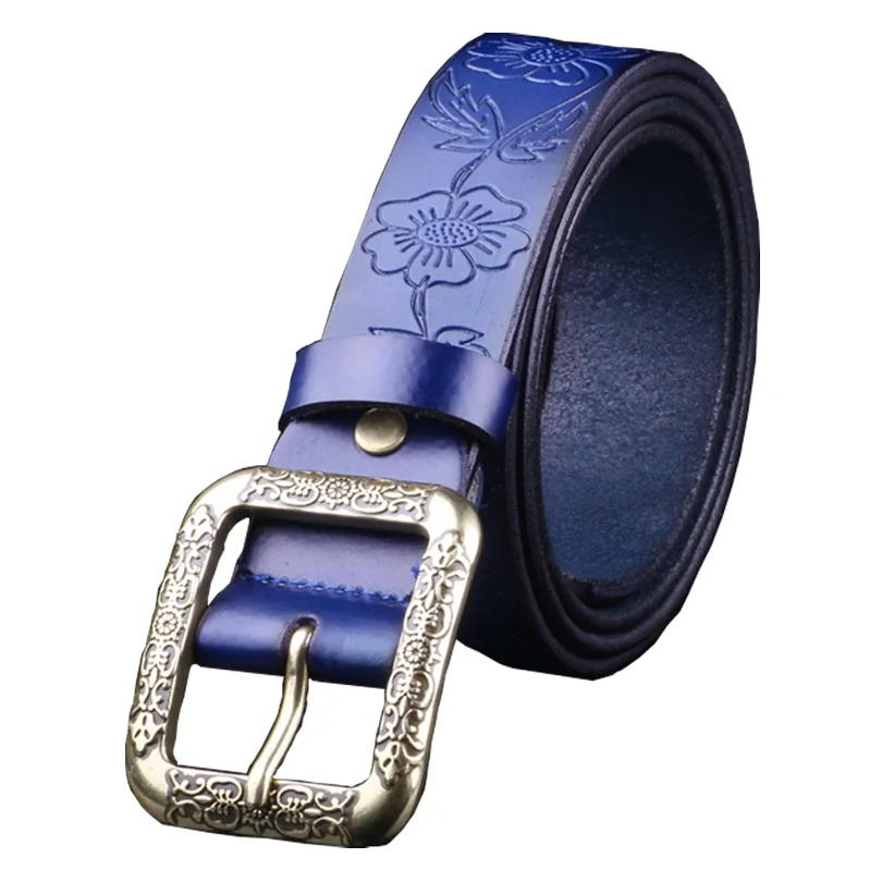 Vintage Floral Genuine Leather Belts for Women