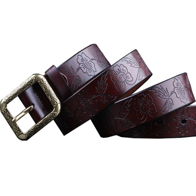 Vintage Floral Genuine Leather Belts for Women