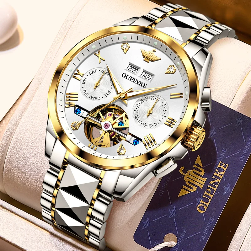 Luxury Men Mechanical Wristwatch Tungsten Steel Tourbillon