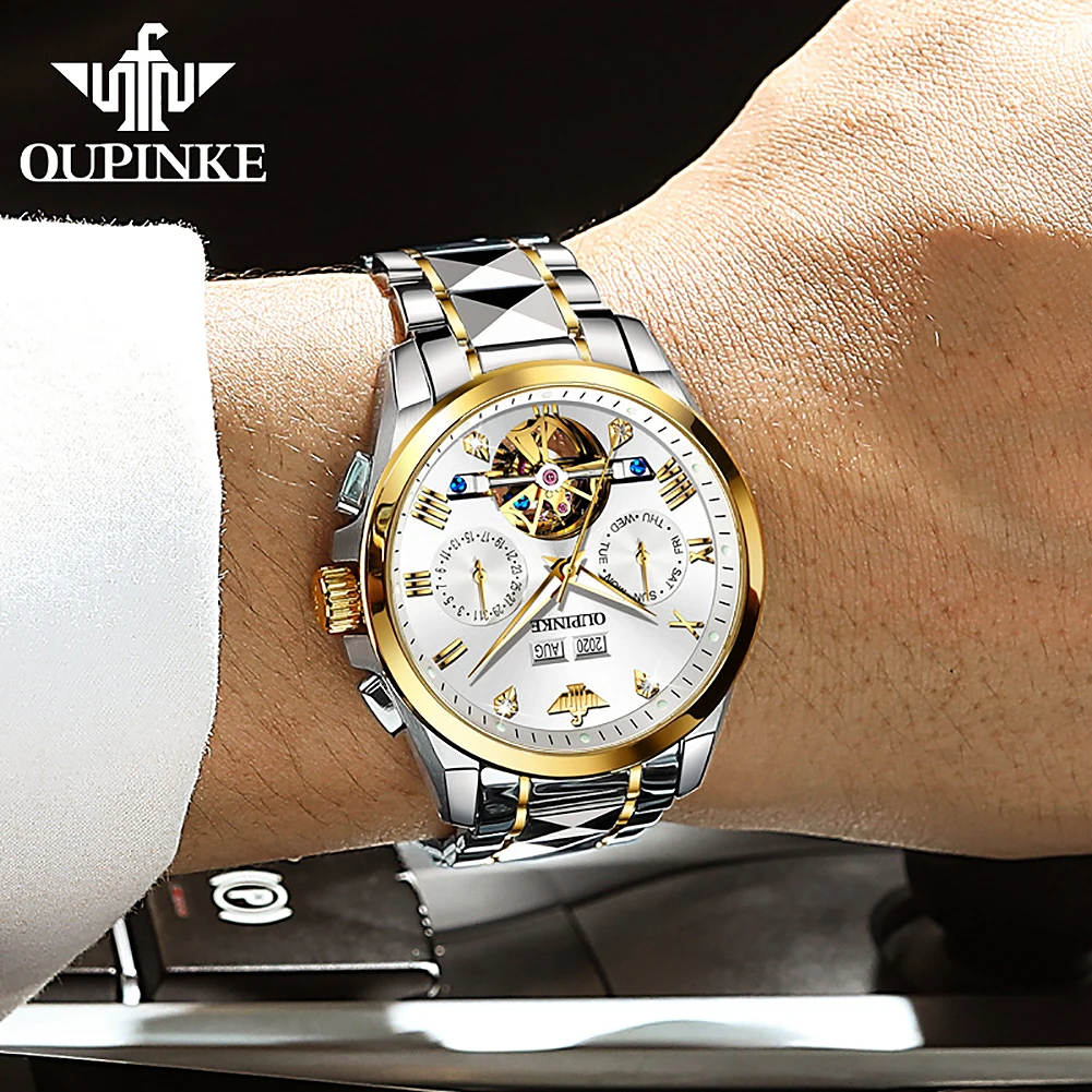 Luxury Men Mechanical Wristwatch Tungsten Steel Tourbillon