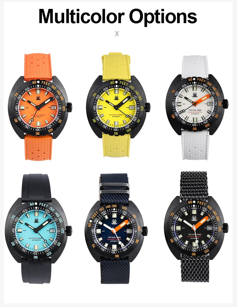 Tactical Frog PVD SUB 300T Diver Mens Watches