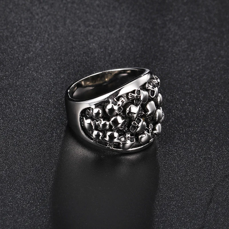 Solid Mens Stainless Steel Skull Rings