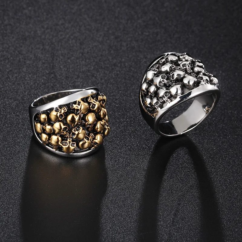 Solid Mens Stainless Steel Skull Rings