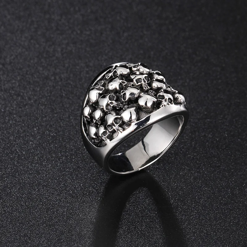 Solid Mens Stainless Steel Skull Rings