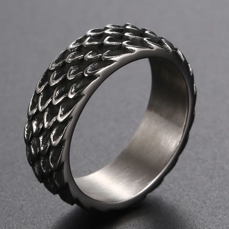 Vintage Dragon Spine Stainless Steel Ring Size 7-11