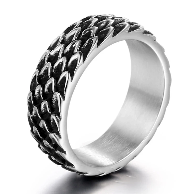 Vintage Dragon Spine Stainless Steel Ring Size 7-11