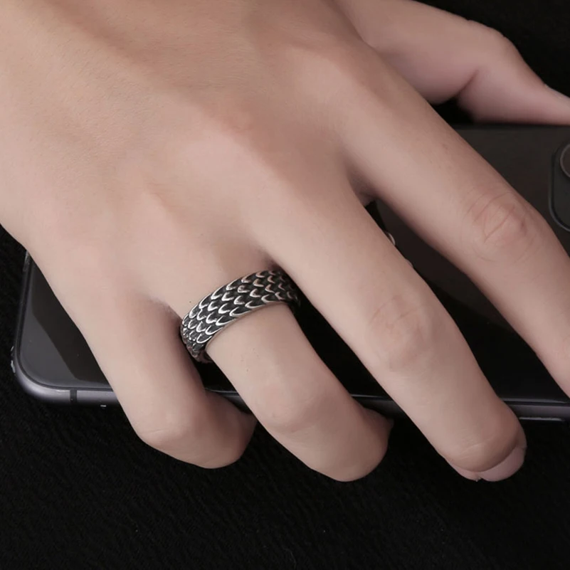 Vintage Dragon Spine Stainless Steel Ring Size 7-11