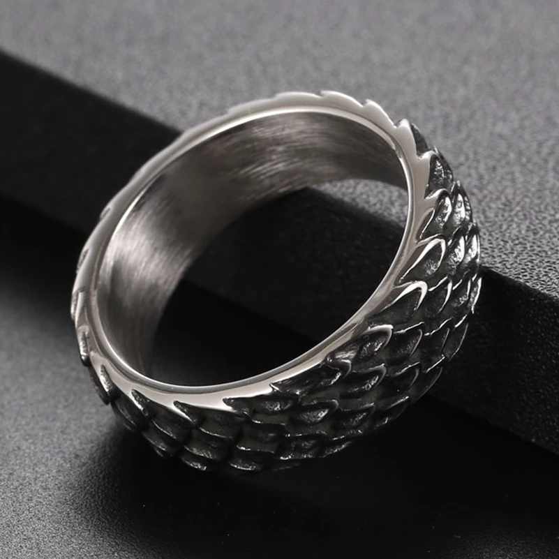 Vintage Dragon Spine Stainless Steel Ring Size 7-11
