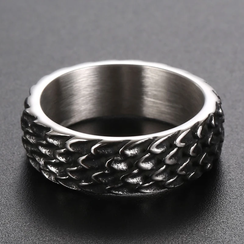 Vintage Dragon Spine Stainless Steel Ring Size 7-11