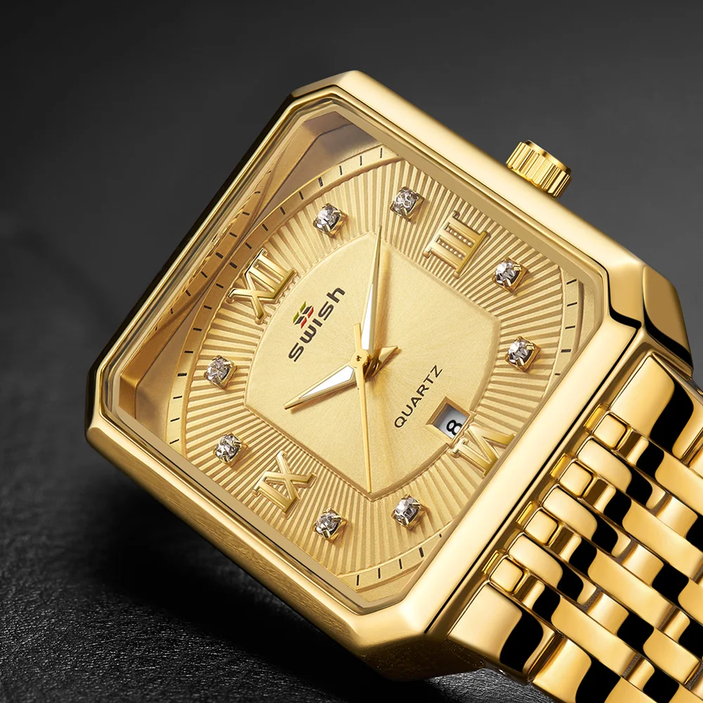 Stainless Steel Square Watches for Men